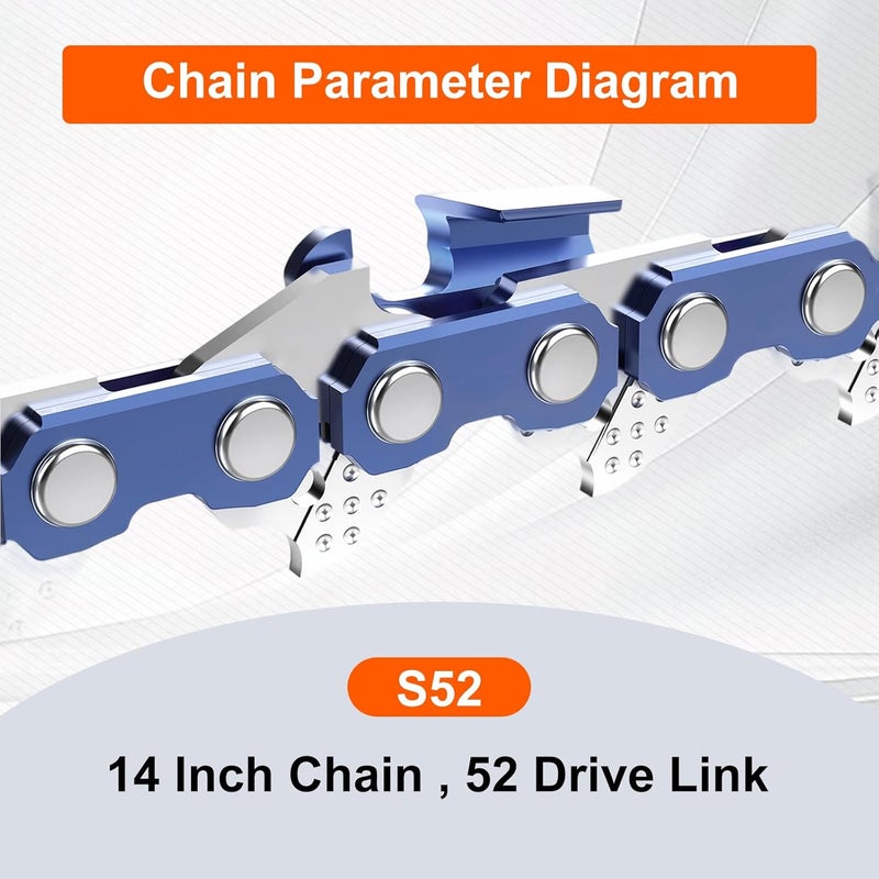 NEO-TEC 14 Inch Chainsaw Chain 3/8" LP Pitch, 0.050" Gauge, 52 Drive Links Fits for Ryobi RY3714 / RY40503 / RY40530/ 40V RY-40503, Fits Husqvarna 120, Echo CS-310,Makita XCU11Z, WORX and more (3 Chains) - Image 2
